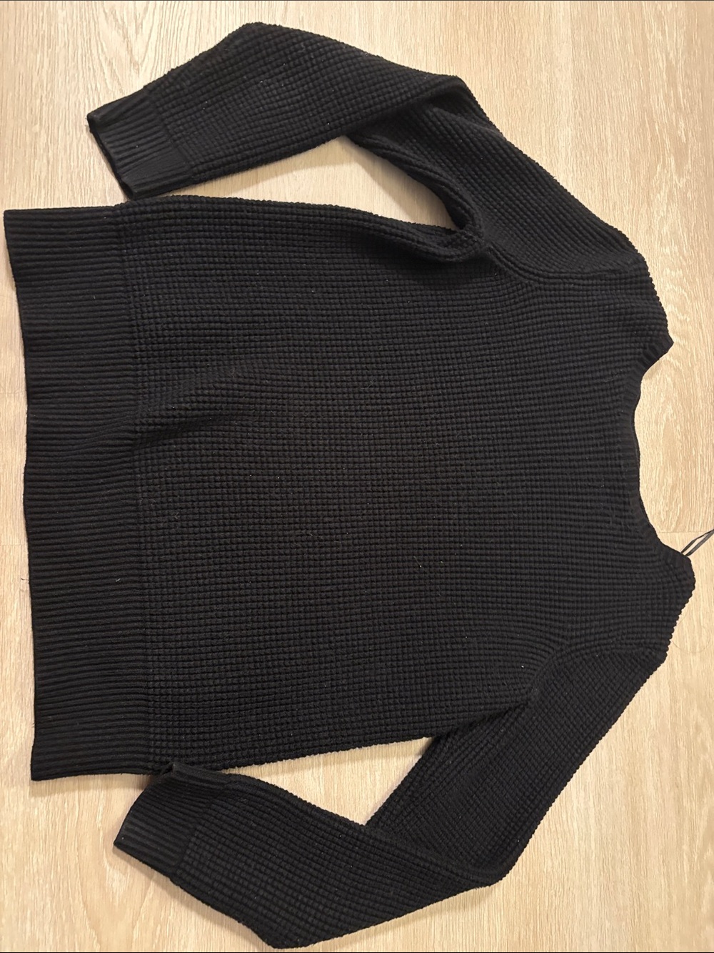 Cyrus Black Waffle-Knit Crewneck Sweater